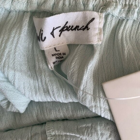 Kiwi Punch Mint Green Short Sleeve Crop Blouse Ruffle Crochet Size Large NWT - Picture 6 of 8